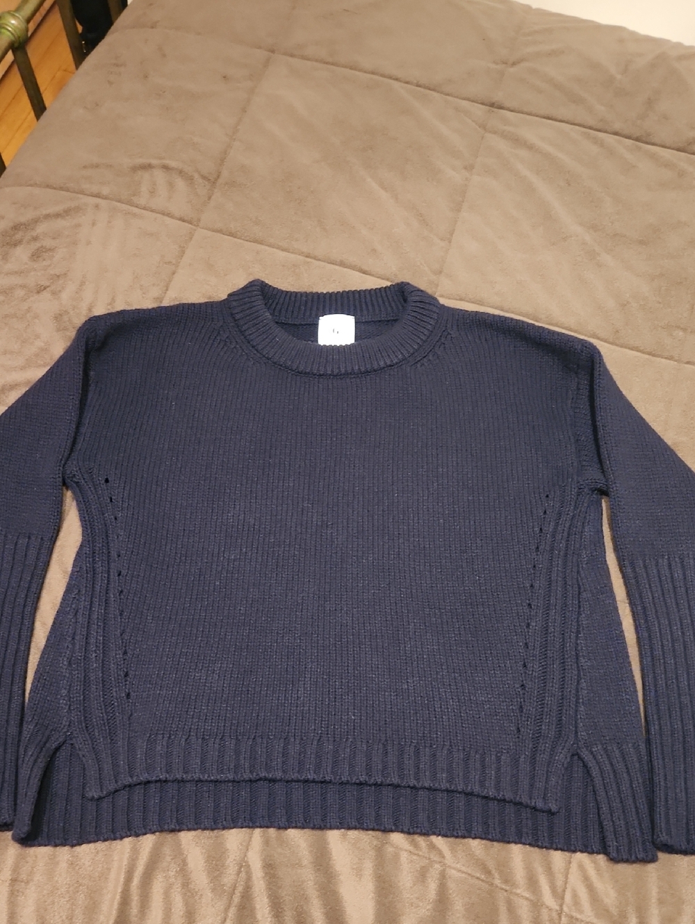 Womens Navy Crewneck Knit Sweater 100%wool by G.